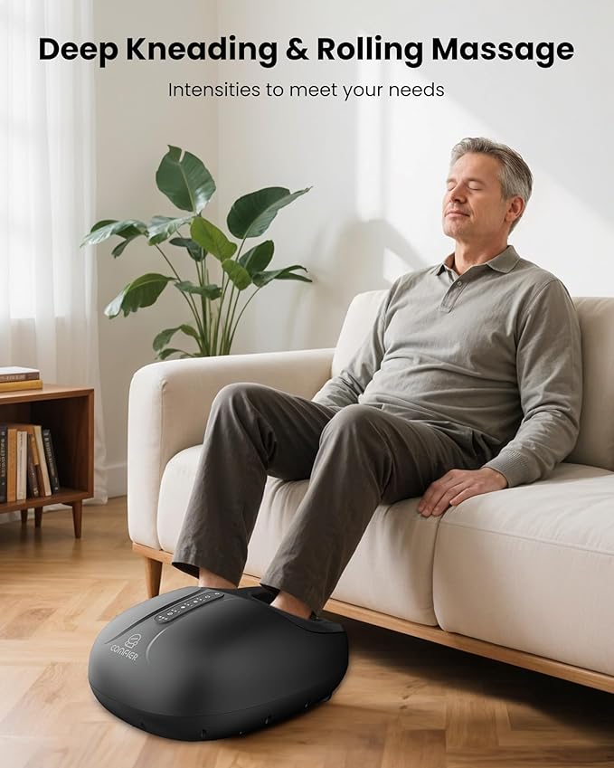 COMFIER Large Shiatsu Foot Massager with Heat,Size Up to 15",FSA Eligible Items & HSA Store,Electric Feet Massager for Plantar Fasciitis,Neuropathy,Foot Warmer,Gifts for Women Men