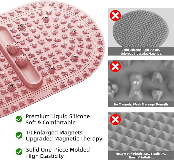 Extra-Large Acupressure Foot Massage Mat 27 Inches, Silicone Foot Pressure Point Pad with 2 Massage Balls, Foot Reflexology Mat for Stress Relief, Home & Gym Use (Pink)