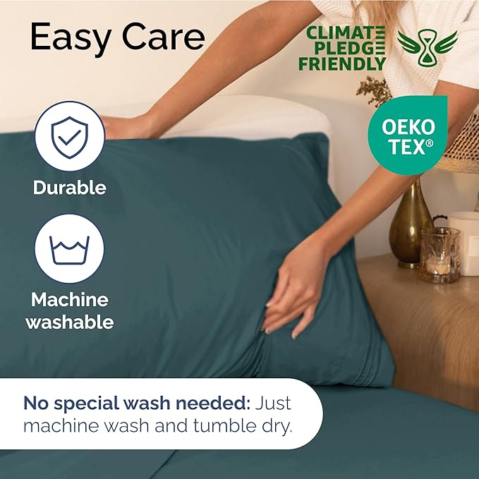 Full Size 4 Piece Sheet Set - Extra Soft, Breathable & Cooling Sheets - Hotel Luxury Durable Bed Sheets for Women & Men - Deep Pockets, Easy-Fit & Wrinkle-Free Sheets - Deep Teal Oeko-Tex Bed Sheets