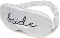 Funky Junque Adjustable Satin Bride Eye Mask Silk-Filled Ultra-Soft Sleep Mask for Honeymoon Travel Meditation - Bride (White)