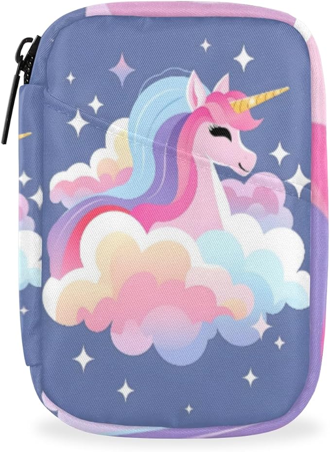 Cute Unicorn Prints Travel Pill Organizer Bag Portable Weekly Pill Box Travel Medicine Organizer 7 Day Pill Case with Zipper for Daily Travel Family Business