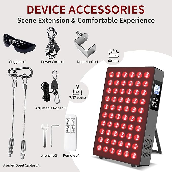 Red Light Therapy,Dual Chip Elite Grade LED 10 Modes and 10 Color Changing Red Infrared Light Device with Near-Infrared Light 660nm 850nm High Power Red Light Therapy Panel at Home for Body, Face 115W