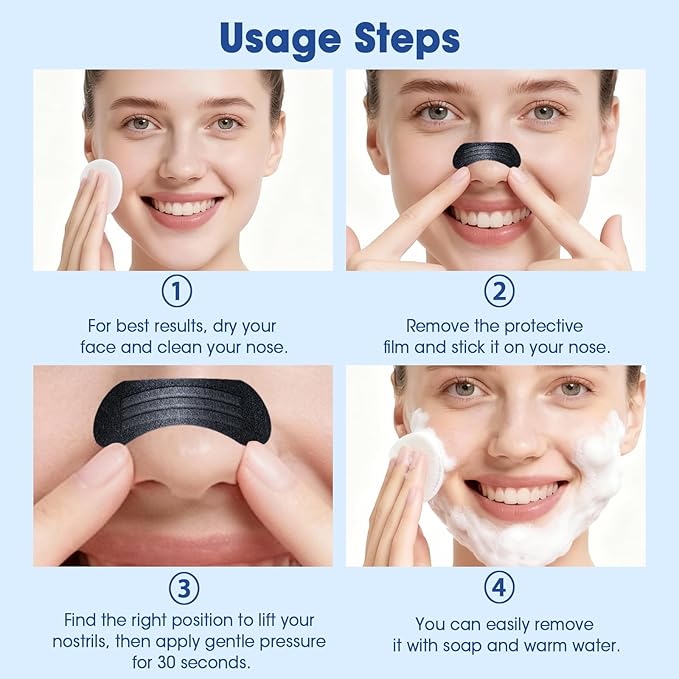 Nasal Strips for Snoring - Extra Strength Nose Strips for Breathing (60 ct), Black Nose Tape for Sleeping and Sports, Nasal Congestion Relief, Oil & Sweat Proof