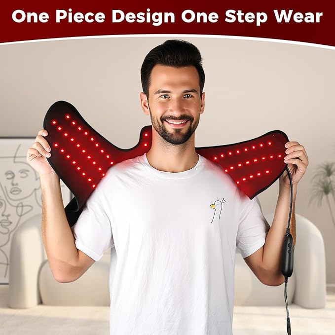 Red Light Therapy for Neck and Shoulder Heating Pad, Red Light Therapy Mat for Body with 660nm & 850nm, 210 LEDs redlight with Adjustable Timer & Intensity, Gifts for Women, Men, and Pets
