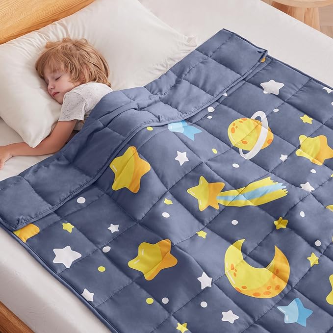 anfie Weighted Blanket Kids (48"x72" 6lbs), Weighted Blanket Cooling Blanket for Sleeping,Throw Size Breathable Blanket with Premium Glass Bead(Grey Moon)