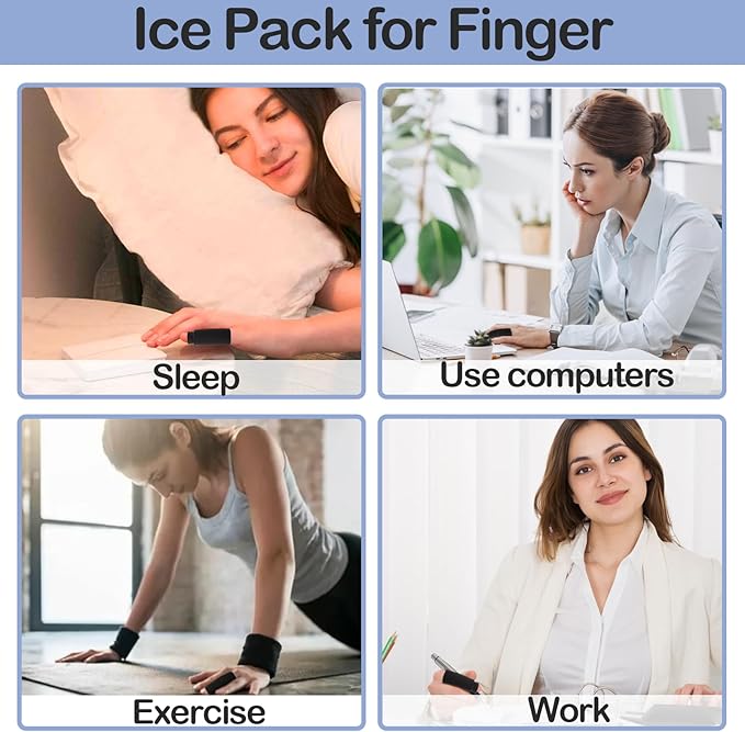4 PCS Finger Ice Pack, Gel Thumb Ice Pack, Thumbs & Toes Hot Cold Therapy Ice Pack for Finger for Arthritis, Tendinitis, Trigger Finger and Swollen Finger (Black)