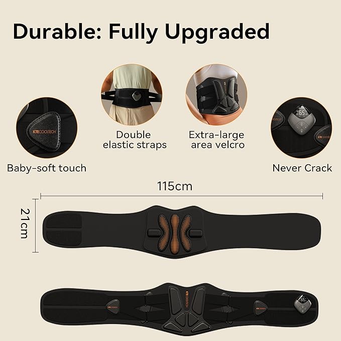 Heating Pad for Lower Back -45" Cordless Massager Heat Belt-Portable Massage Support Heated Relief Pain Cramps-4 Heat & Vibration Brace Wrap Women Men Christmas Birthday Gifts