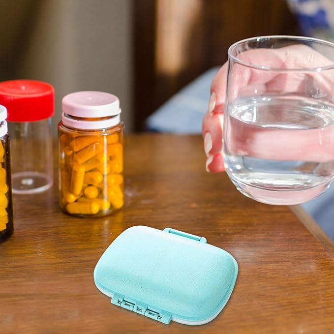 8 Compartment Pill Case - Portable Medicine Holder | Moisture Proof Travel Pill Organizer | Tablet Storage Dispenser | Daily vitaamin Supplement Container | Small Pill Box For Pills, Cod Liver Oil, Fi