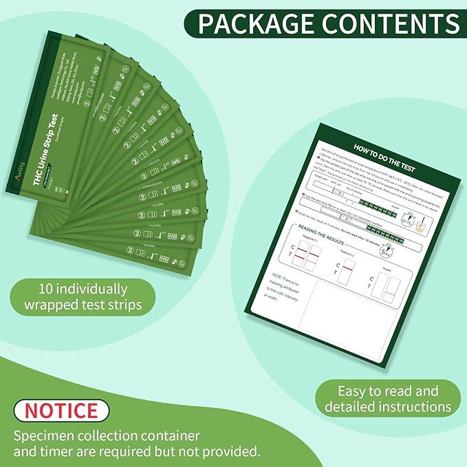 THC Urine Strip Test, Highly Sensitive THC Urine at Home Drug Test Kit, Easy Home Drug Test Marijuana (10)