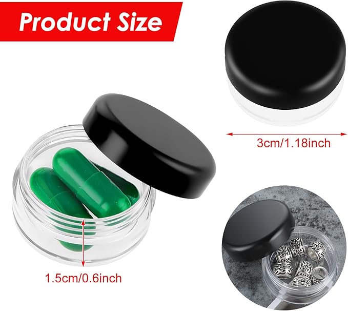 Small Pill Organizer Box, 5 Pcs Travel Pill Case Holder Daily Portable Pill Cases BPA Free Travel Mini Pill Container Organizers for Pocket (Black)