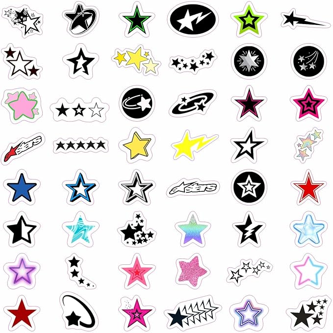 BulbaCraft Star Stickers Y2K - Small Star Stickers, Y2K Decals, Gifts for Women & Men