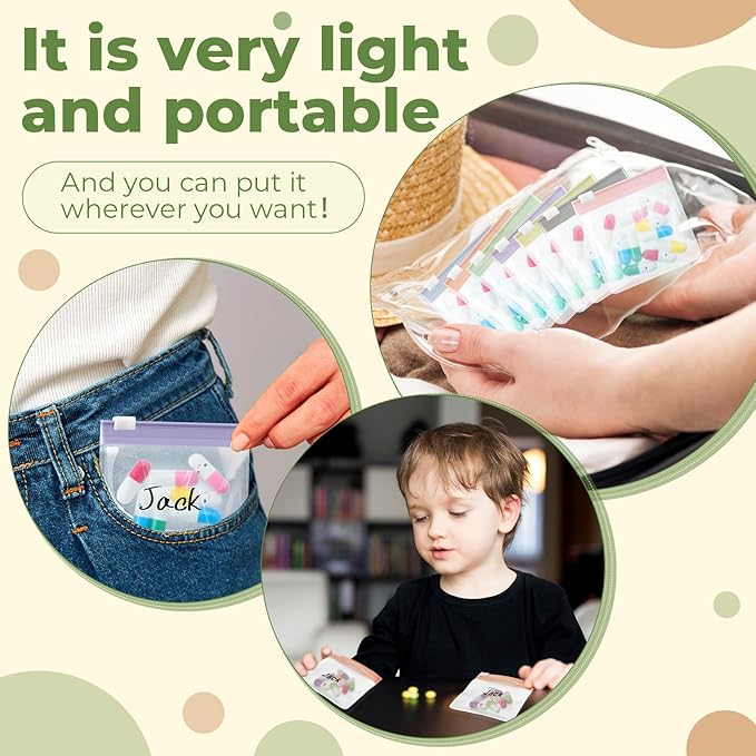 Sherr 35 Pcs Pill Pouch Bags Zippered Pill Pouch Set Reusable Translucent Medicine Organizer Self Sealing Medicine Organizer Travel Plastic Bags with Slide Lock for Storage(Stylish,Morandi Color)