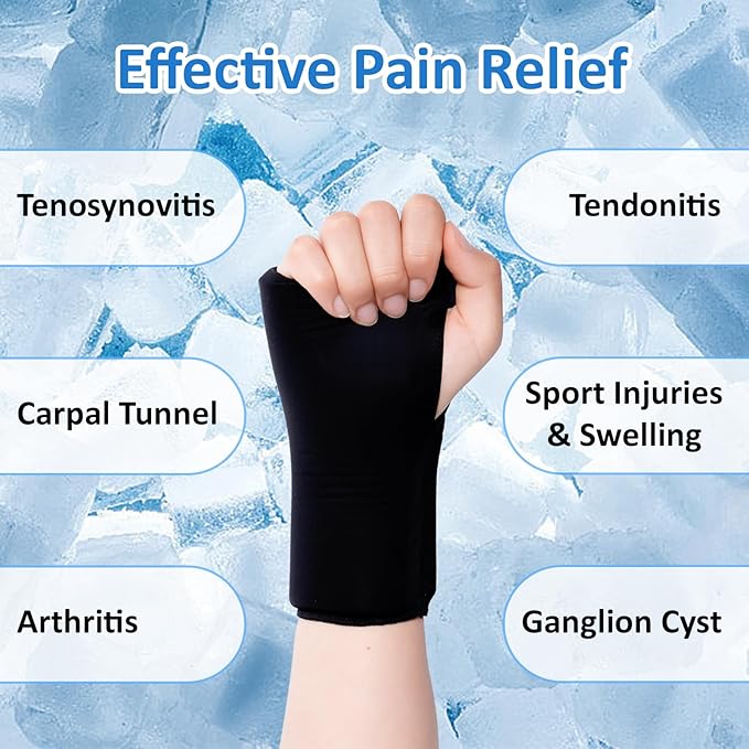 Wearable Thumb Wrist Ice Pack for Pain Relief, Reusable Soft Gel Ice Pack, for Injuries Surgery Recovery Hot Cold Compress Therapy for Carpal Tunnel Tendonitis Swelling Arthritis