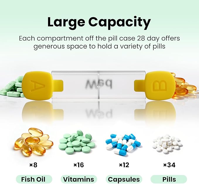 Monthly Pill Organizer 2 Times a Day - 28 Day Pill Box AM PM, Clear One Month Pill Case for Vitamins, Supplements, Medications - Daily Medicine Organizer for Home & Travel