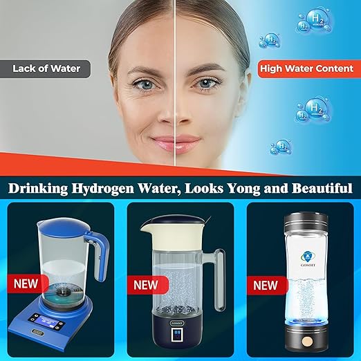 Hydrogen Water Bottle Maker Machine Hydrogen Water Generator Ionizer with SPE and PEM Technology (Dull Black)