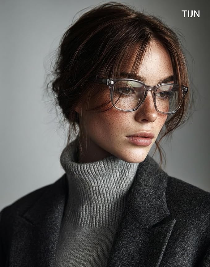 TIJN Blue Light Blocking Glasses for Women Men Clear Frame Square Nerd Eyeglasses Anti Blue Ray Computer Screen Glasses