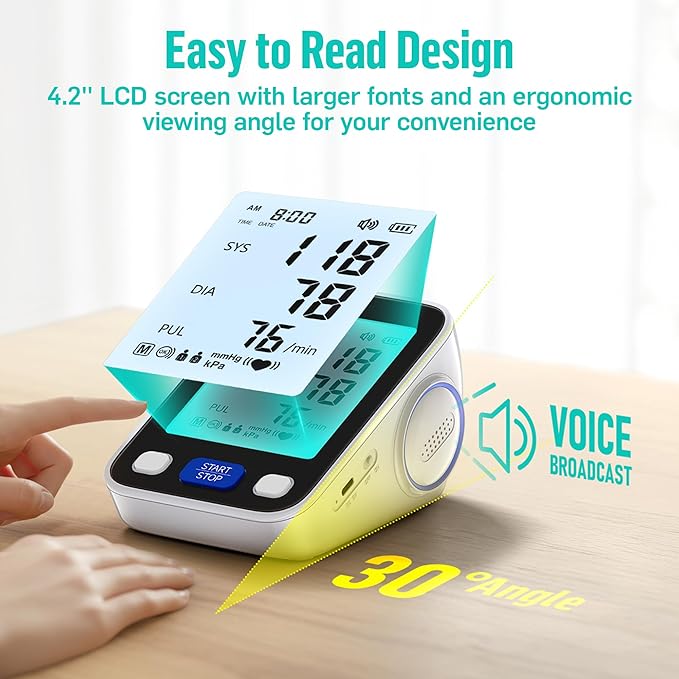 Runstar Upper Arm Blood Pressure Monitor with Wide Range Cuff (8.6'' -16.5'') for Home Use FSA&HSA Eligible, Automatic Digital BP Machine with Storage Bag, 2x99 Reading Memory