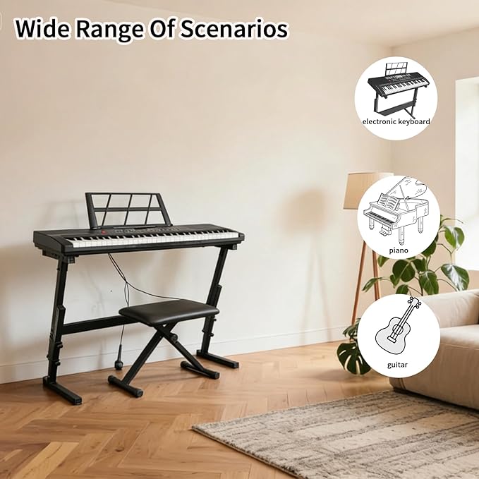 Keyboard Bench X-Style Height Adjustable 16-20in Padded Cushion Piano Stool Bench Keyboard Chair for Keyboards Piano.