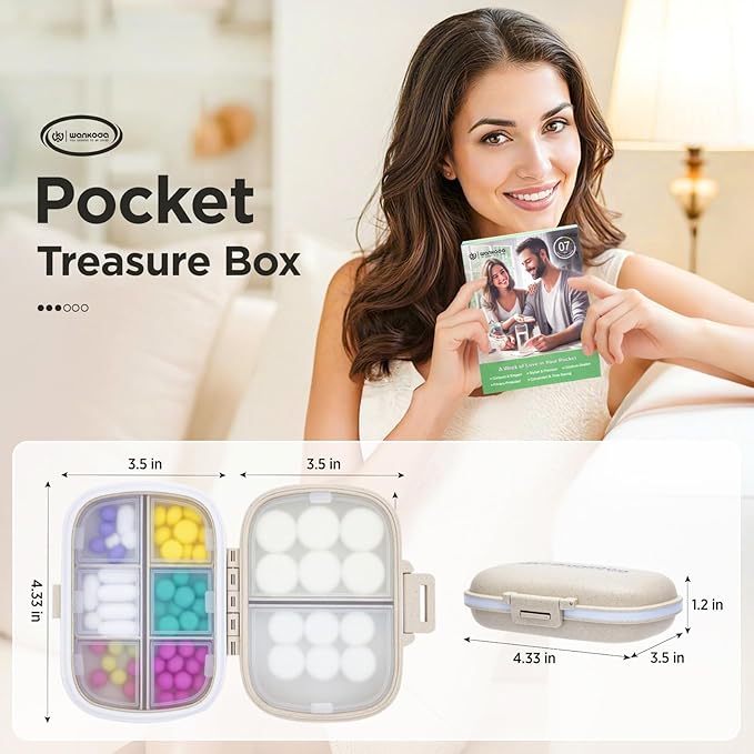 Portable Travel Pill Organizer - Pill Case for Daily Vitamins & Medications