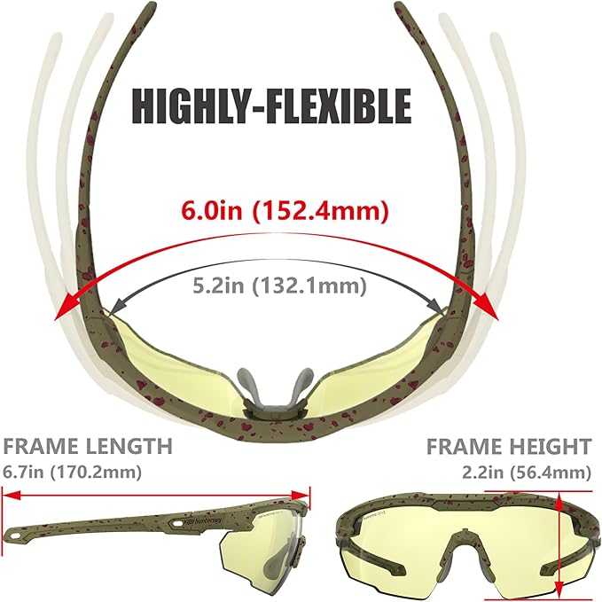 HTS HUNTERSKY Ballistic Tactical Shooting Glasses ANSI Z87+ UV400 Protective Eyewear