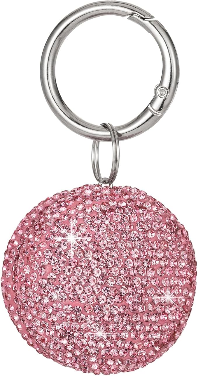 Keychian Pill Holder Round Pill Organizer Key Chain Tiny Pill Case Portable Small Medicine Container for Ring Earplugs Coin (Pink)