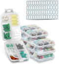 INVODA 12PCS 10-Compartment Pill Organizer BPA-Free Travel Pill Case with Daily Labels Portable Medicine Box for Vitamins, Supplements & Jewelry