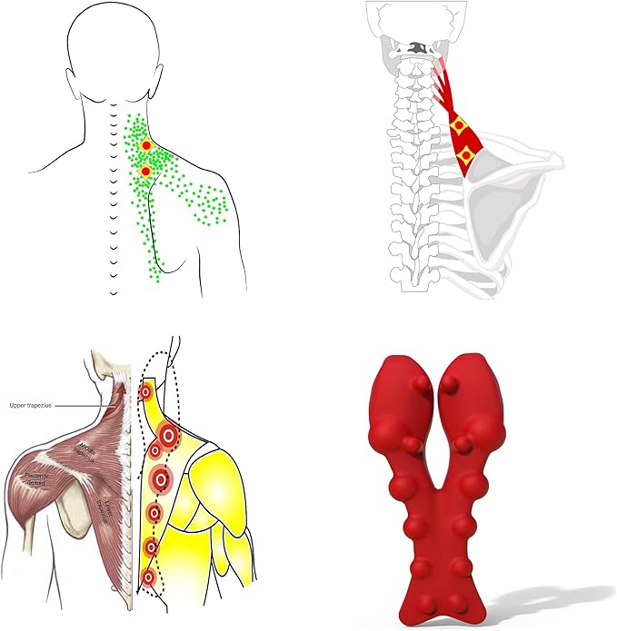 Trapezius Massager, Neck, Shoulder & Upper Back Pain Relief Manual Massager – Trigger Point Tool for Trapezius Tightness, Tension Headaches, Tech-Neck, and Suboccipital Release