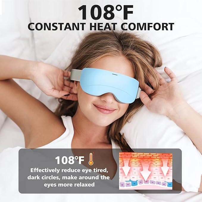 Eye Massager with Heat, Face Massager, Mask for Migraine & Headache Relief, Improved Sleep, Birthday Gifts for Mom Dad Women Men Her Him