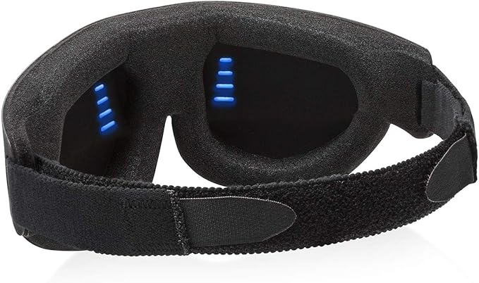 Sound Oasis Deluxe Glo to Sleep Natural Sleep Eye Mask, Deep Sleep, Block Out All Light, Comfort Eye Shade, Blue Glo Points Slow Brainwaves, Adjustable Brightness & Auto Dim to Relax & Sleep, Black.