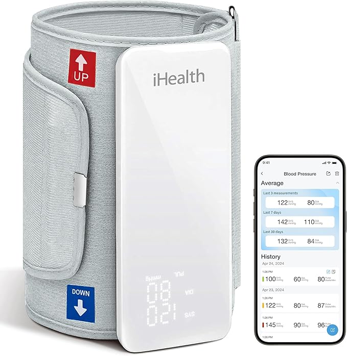 iHealth Neo Wireless Blood Pressure Monitor, Upper Arm Cuff, Bluetooth Blood Pressure Machine, Ultra-Thin & Portable, App-Enabled for iOS & Android