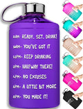 NatureWorks HydroMATE 1/2 Gallon Water Bottle with Times to Drink BPA Free Leak Proof Reusable Jug with Handle 64 oz (Purple)