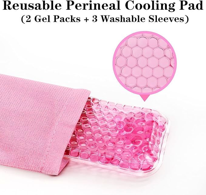 2 PCS Reusable Perineal Cooling Pad, Hemorrhoid and Perineal Ice Packs, Postpartum and Hemorrhoid Pain Relief, Hot & Cold Packs for Women After Pregnancy and Delivery(10X2.4in) Washable Sleeves