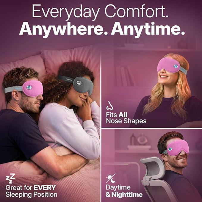 Eye Mask for Sleep with Ultimate Travel Case & Ear Plugs - DeepSpace™ Blackout Sleep Mask for Women Men, Side Sleeper Adjustable Eye Cover, Zero Eye Pressure, Memory Foam Eye Mask for Travel
