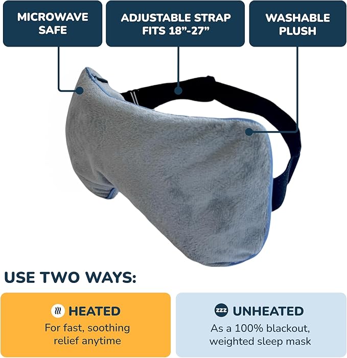 Heated Eye Masks for Dry Eyes and Sleep - Weighted Sleep Mask - Warm Compress for Eyes - Stye Eye Compress, Chalazion Treatment - Warm Steam Eye Mask for Blepharitis Treatment and Relaxation