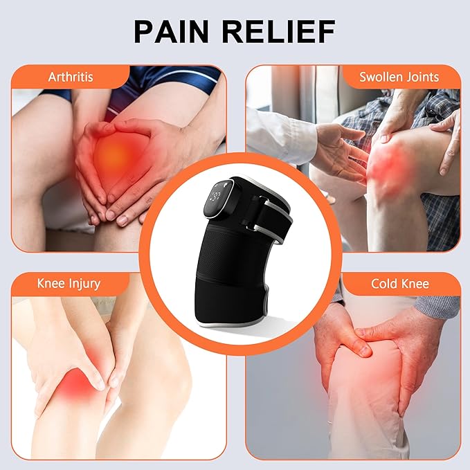 RAYOCON Red Light Therapy for Knee: Knee Massager with 6 Heat and 5 Vibration Cordless Rechargeable Electric Heated Knee Brace Gifts for Men Women