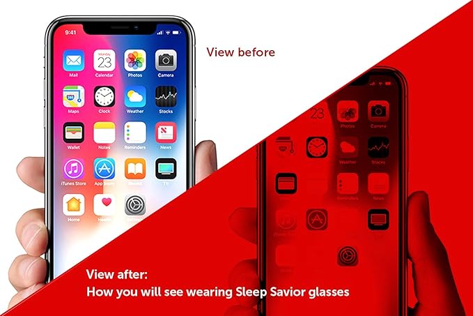 Sleep Savior Sport Red Lens Night Glasses - Light Blocking Glasses for Better Sleep - Eliminate Eye Strain