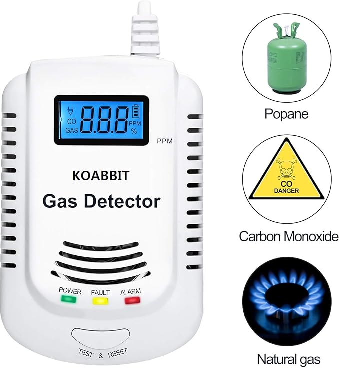 Carbon Monoxide and Natural Gas Detector,Combination Carbon Monoxide and Gas Detector Plug in for Home,Bedroom,RV (2 Packs)
