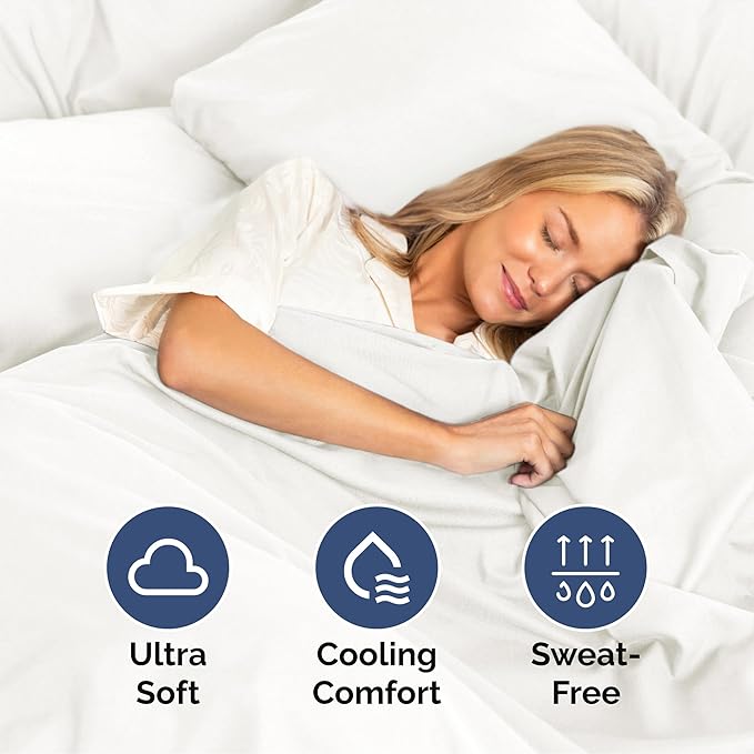 Cal King Size 4 Piece Sheet Set - Extra Soft, Breathable & Cooling Sheets - Hotel Luxury Bed Sheets for Women & Men - Deep Pockets, Easy-Fit & Wrinkle-Free Sheets - Antique White Oeko-Tex Bed Sheets