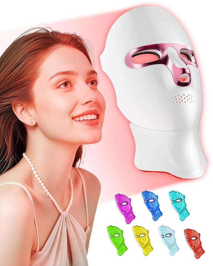 Red Light Therapy for Face- LED Light Therapy Mask Skin Care Mask,Cordless LED Face Mask face & Neck Red & Infrared Lights Masks Wavelength,USB C Rechargeable for Home Use Working Travel Yoga