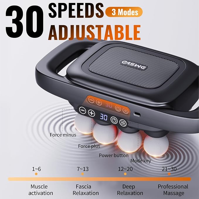 8-Head Massage Gun, Electric Deep Tissue Body Massager, Professional Muscle Massager Tool for Easing Shoulder, Back, Neck, Legs, 30 Adjustable Speeds, Massage Gifts for Women, Men (8 Heads)