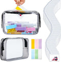 Meanplan 50 Pcs Pill Pouches Reusable Clear Zippered Pill Bag, Transparent PVC Toiletry Carry Pouch, 180 Pcs Waterproof Labels Stickers Travel Organizer Storage with Slide Lock for Small Items