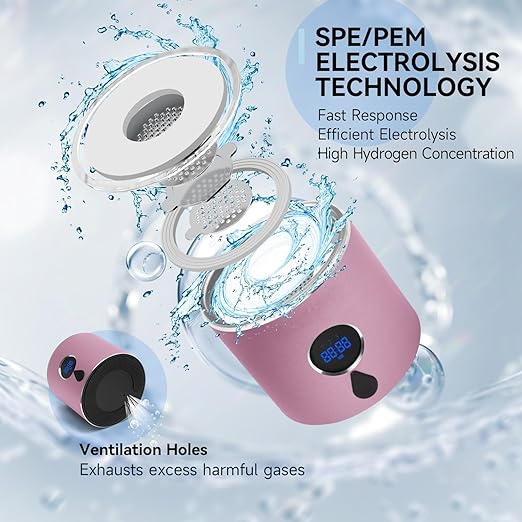 Hydrogen Water Bottle with Three Modes Produces 5000 PPB of Hydrogen Water in 8 Minutes,Made of Aluminium and Glass,with Colorful Light,Rechargeable for Travelling,Office,Home