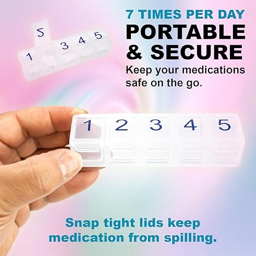 e-Pill Daily 5 Times A Day Pill Organizer, Vitamin and Medicine Pill Box - Clear