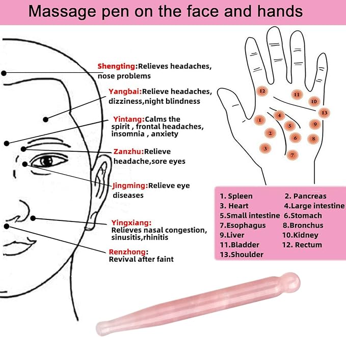 Acupressure Pen for Facial Skin Care-Deep Tissue 1Pcs Crystal Massage Tool-Point Massage Relief Pain Therapy Stone Tools Relaxing Trigger Self-Massage