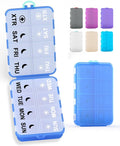 Pill Organizer Travel Medicine Organizer - Weekly Pill Organizer with 2 Extra Compartments, Clear Printed Labels, AM PM Pill Dispenser