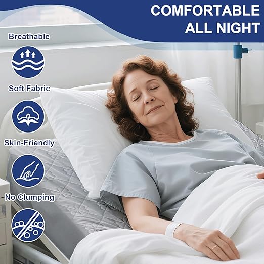 1Pack Hospital Bed Sheets with Elastic All Around for a Perfect Fit, Waterproof Sheets for Hospital Bed at Home, Reusable and Machine Washable, 36" x 84" x 14" (Floral-Grey)