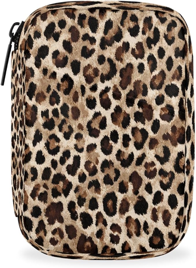 Leopard Print Cheetah Pill Case Everyday Travel, 7 Day Weekly Medicine Pill Box Compact Portable Pills Bottle Organizer with Zipper for Daily Vitamin Medicine Holder Bottle Organizers Bag