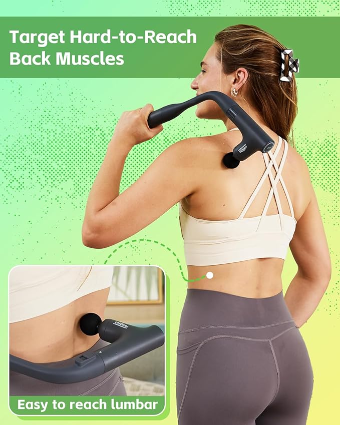 3-in-1 Massage Gun, Deep Tissue Percussion Massager with Extended Handle for Back Pain Relief, Portable for Gym/Office/Home,FSA-HSA Eligible