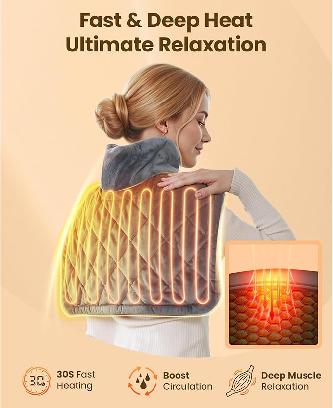 BOB AND BRAD Weighted Heating Pad for Neck Shoulders and Back Pain Relief, FSA Eligible/HSA Eligible, 2.2lb Electric Heating Pad, ETL Certified, Birthday Christmas Gifts for Women Men Mom Dad, 20"x22"