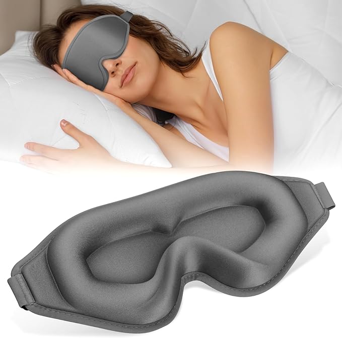Sleep Mask | 99% Fully Block Out Light Eye Sleep Mask | Long Lash Extension | 3D Deep Contoured Eyes Cover Zero Pressure | Adjustable Straps | Sleep Travel Home Nap Rest Women Men (Grey)